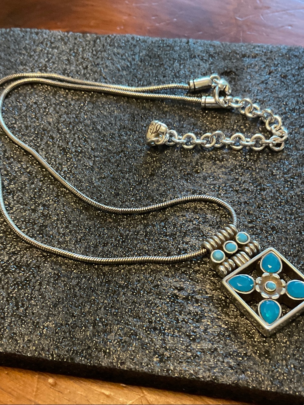 Brighton Silver Necklace with Turquoise Blue Accents